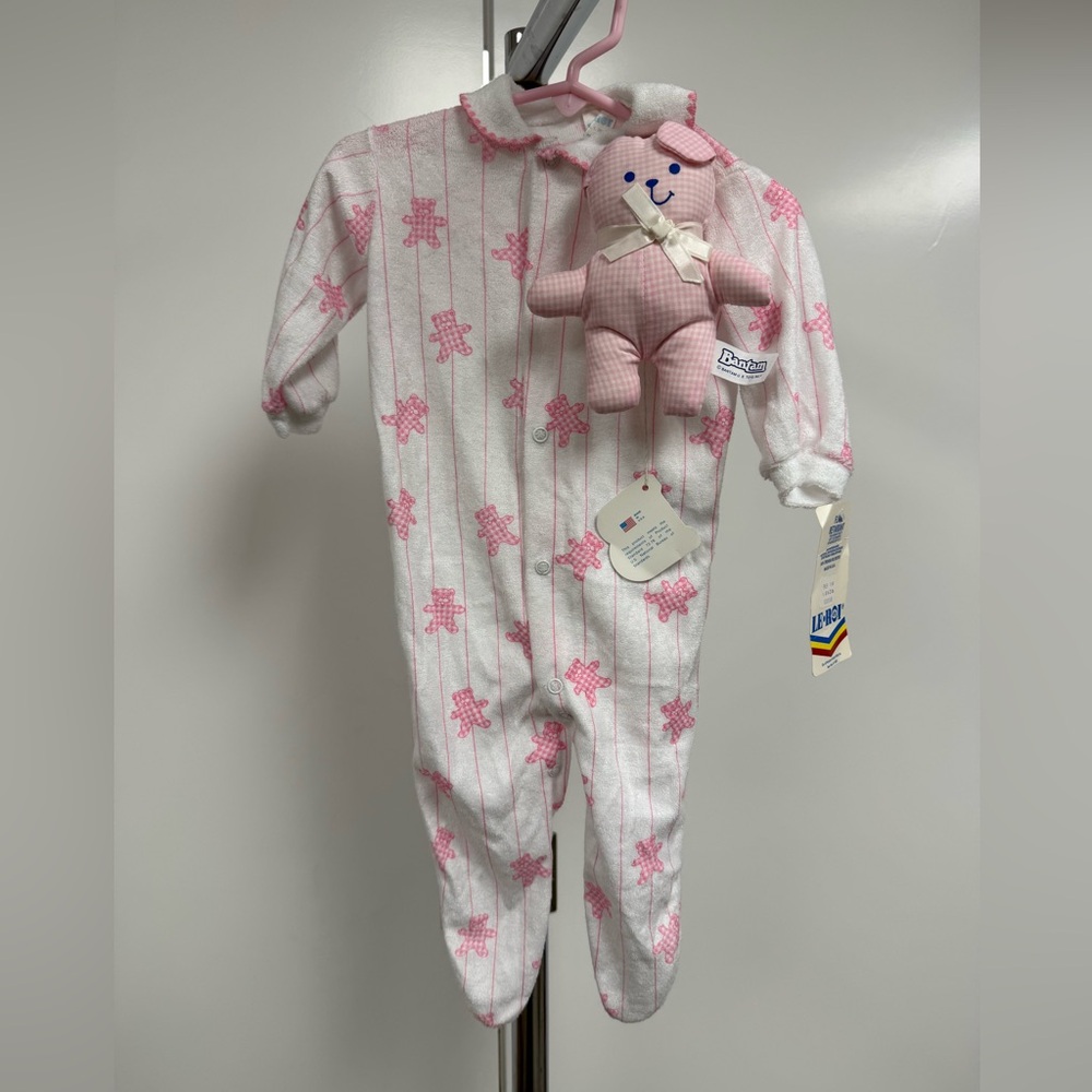 Pink and White Striped Kids Footie by